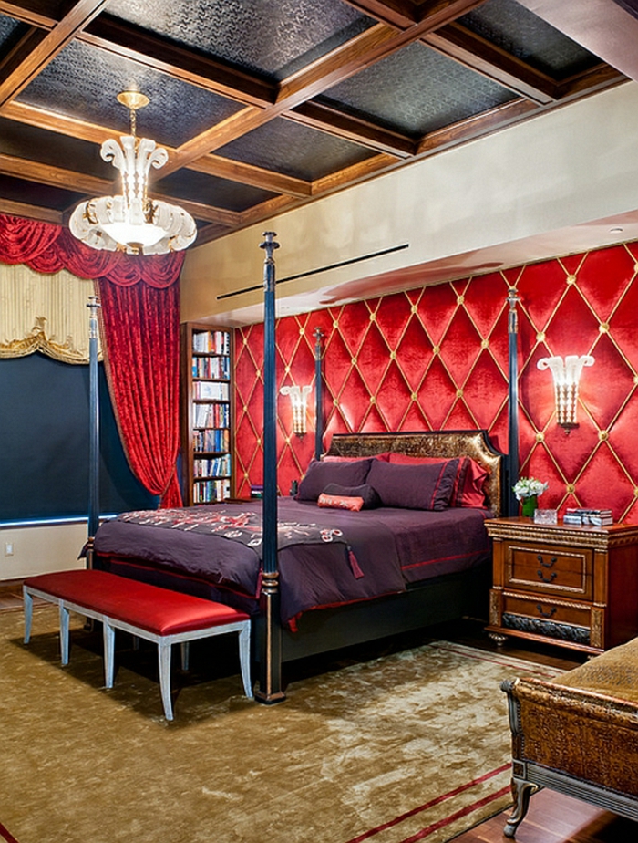 Dormitorio diseño rojo violeta
