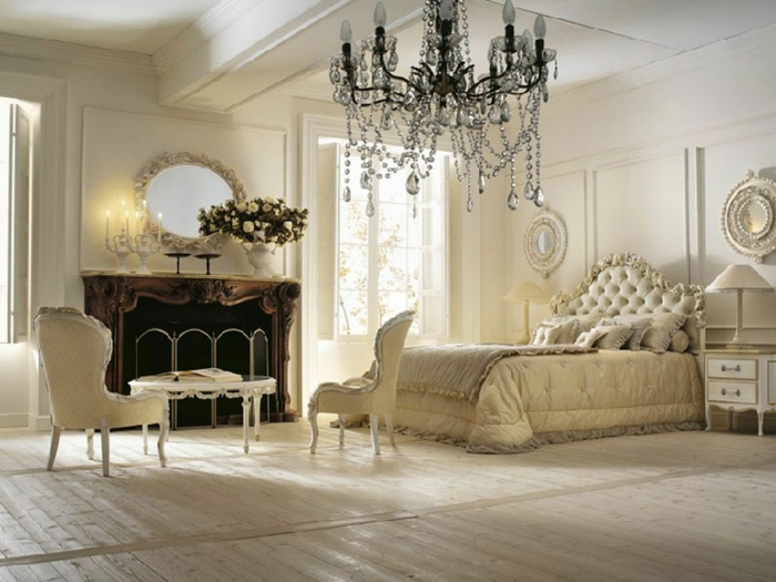 Bedroom ideas in Victorian style bedroom with fireplace