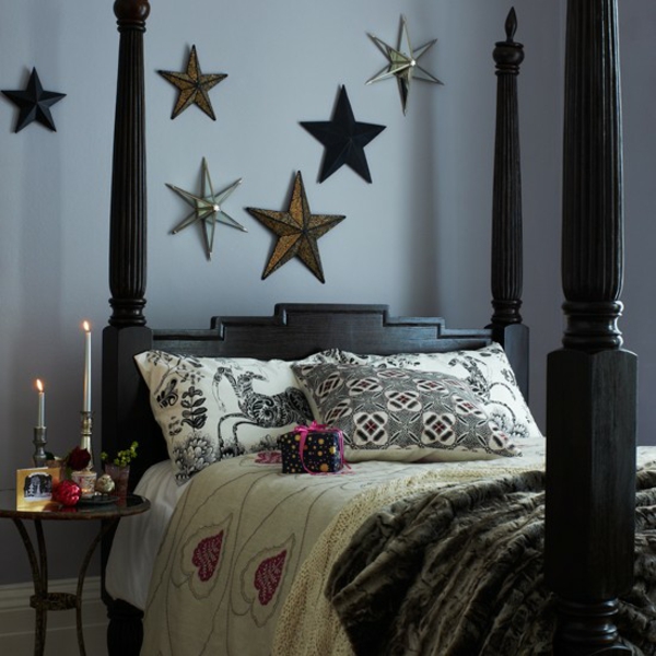 Soveværelse bedpost helt forme stjerner væg