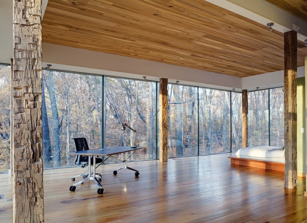 Makuuhuone minimalistinen asettaa vuorille toimisto desk rulla