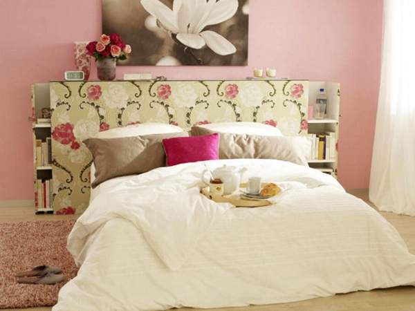 Спалня стена грим ивица флорален дизайн