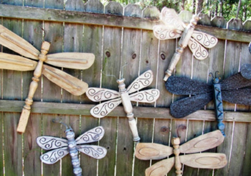 træ deco haven dekoration DIY haven design dragonfly