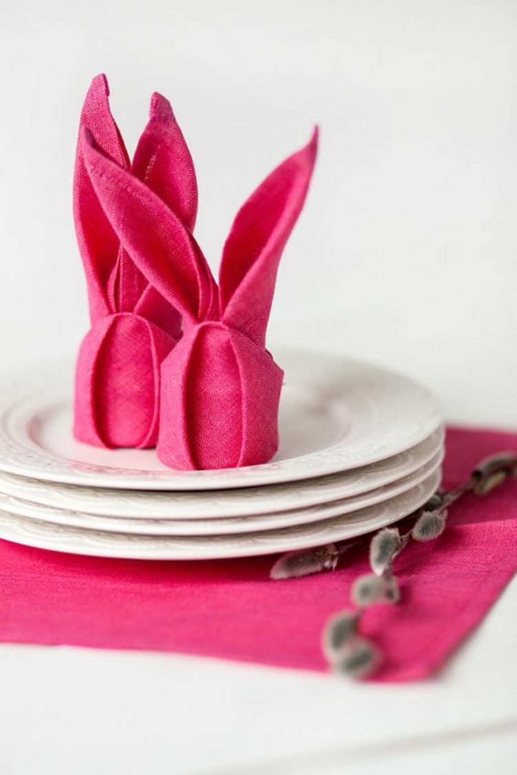 折叠餐巾说明表装饰复活节复活节兔子布餐巾折叠