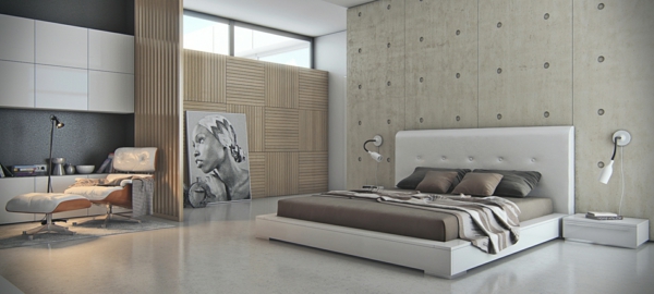 dormitorio de estilo industrial de diseño de pared