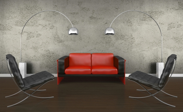 Exposed concrete wall design industrial style sofa
