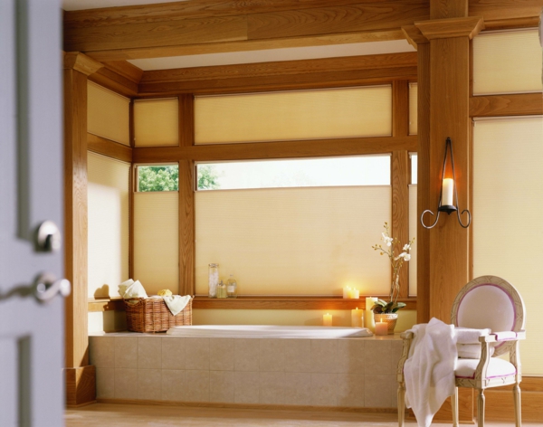 隐私保护浴室窗口亚洲风格木材