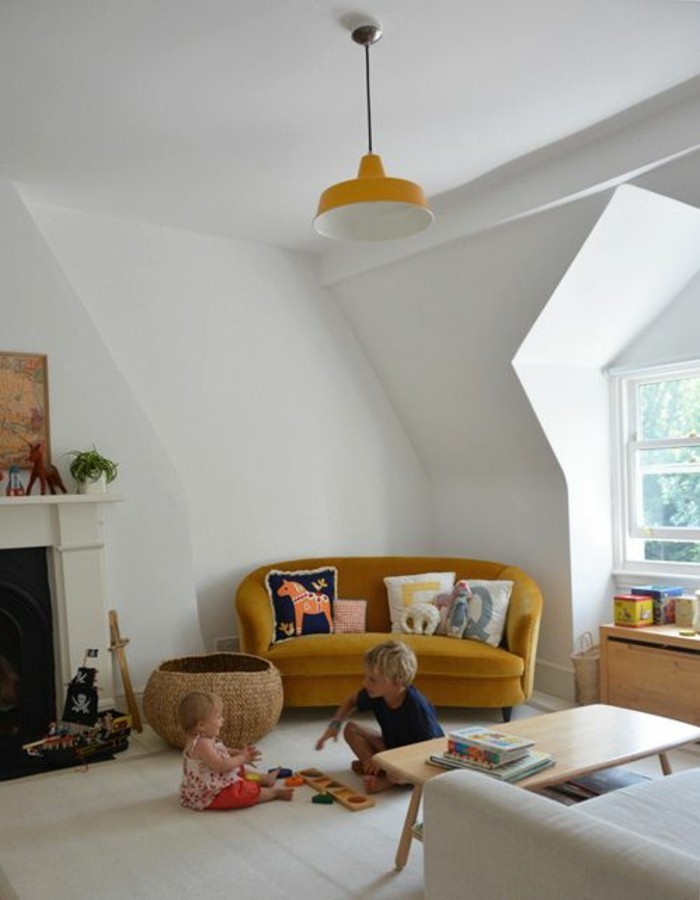 Sofá sofá de muebles de cuarto de niños de diseño de habitación de niños amarillo