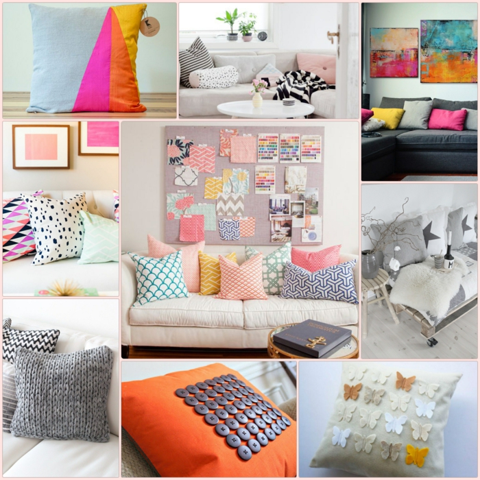 Coser los cojines del sofá recogiendo inspiración artesanal creativa