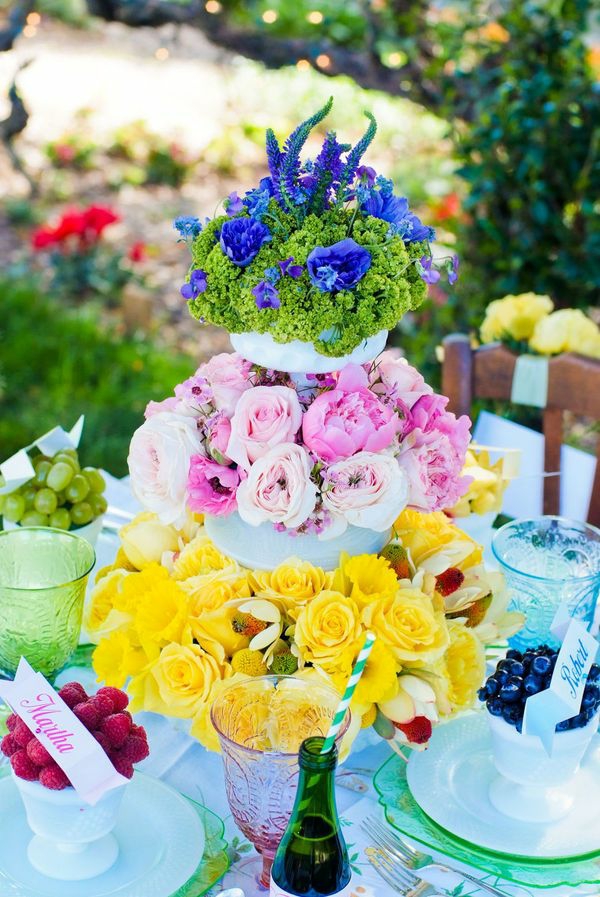 Decoración de fiesta de verano coloridas ideas de jardín decoración de mesa florero