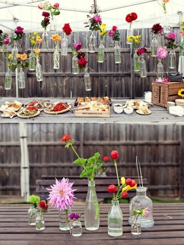 Fiesta de verano coloridas ideas de jardinería decoración de mesa florero transparente