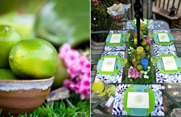 Decoraciones de la mesa de comedor de colores de decoración de mesa de verano deco de verano limones