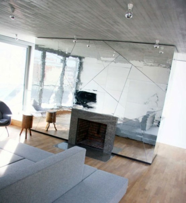 Spejlvæg reflekterer rumdeler køber sofa møbler