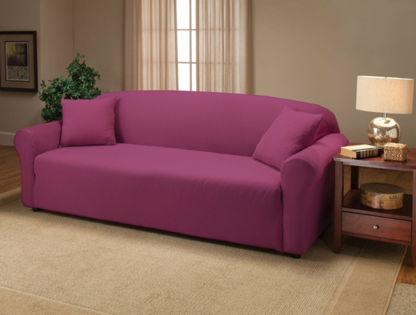 Strekkomslag sofa feminine farger rosa lilla