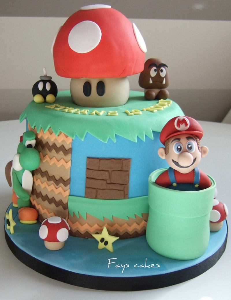 Super Mario cake deco verjaardagstaart foto's verjaardagskoekjes voor kinderen