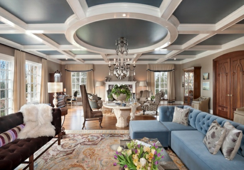 iluminación indirecta original formas geométricas en la sala de estar moderna