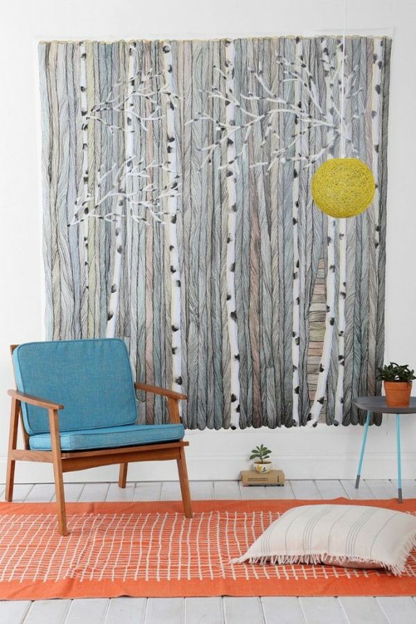 χαλί πολυθρόνα διακόσμηση τοίχου με χρώμα τοίχους σχήμα φύσης μοτίβο