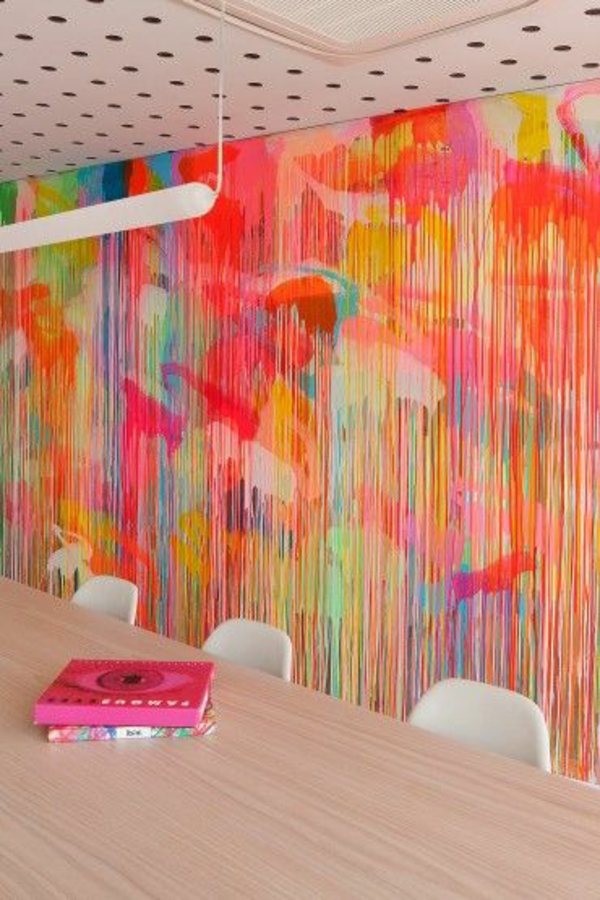 Stor veggdekorasjon med maling vegg maleri ideer fargepalett