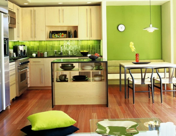 зелен свеж дизайн на стената с идеи за цветна стенна боя