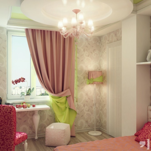ideas de diseño de interiores de niña para cortinas sala de juventud rosa