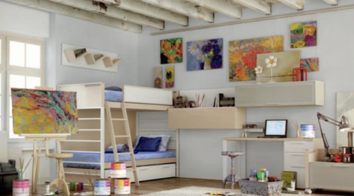 ideas de diseño de interiores artísticas para una habitación juvenil práctica