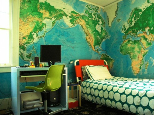 living ideas world map pared diseño juvenil habitación