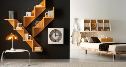 estantes de pared ideas modulares de mobiliario naranja para habitaciones juveniles