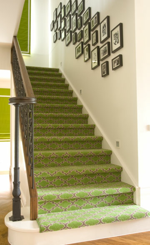 מדרגות שטיחים ושטיחים למדרגות עץ ירוקות