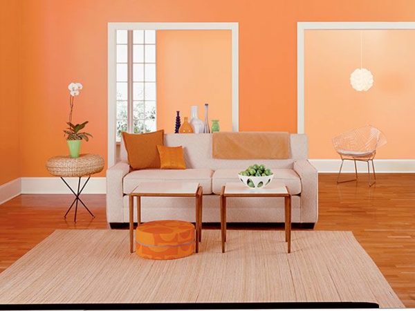 Стените наричат ​​цветови идеи за линии на оранжевата стена