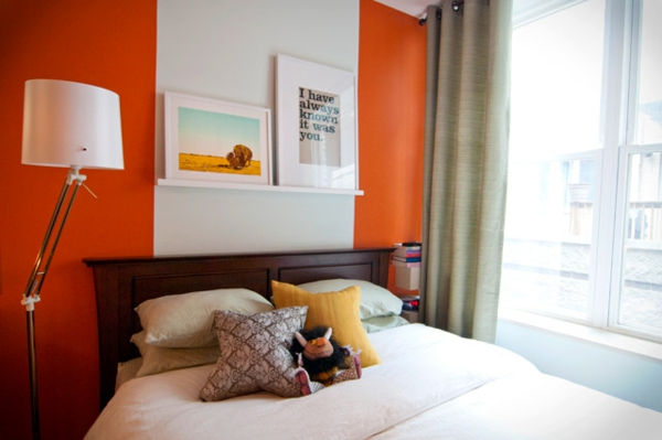 Стените цвят идеи за оранжева стена дизайн лампа
