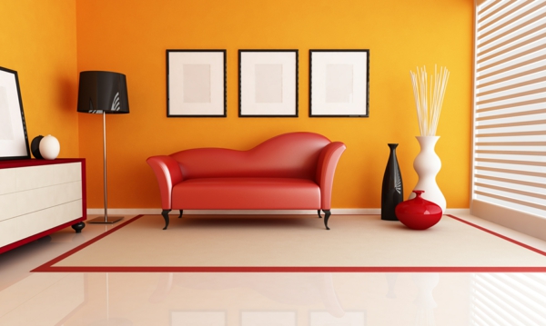 Стените наричат ​​цветови идеи за оранжев стенен дизайн на практика