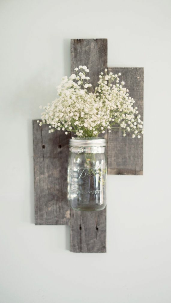Дървена декорация на стена DIY стена декорация дървена палитра ваза стая цветя