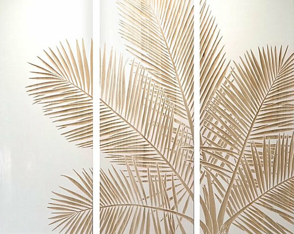 Decoración de pared Comedor paneles exóticos palma