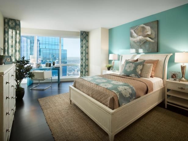 Wall color turquoise wall design beds sleeping