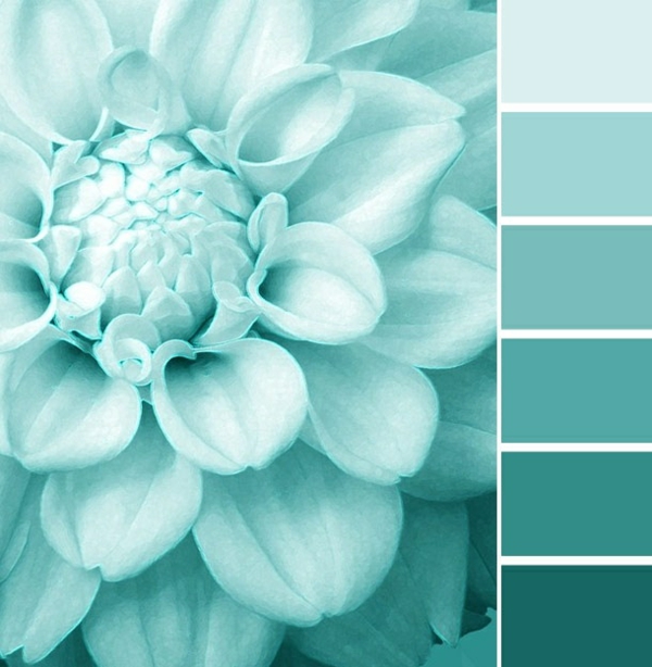 Wall paint in turquoise wall design flowers color palette