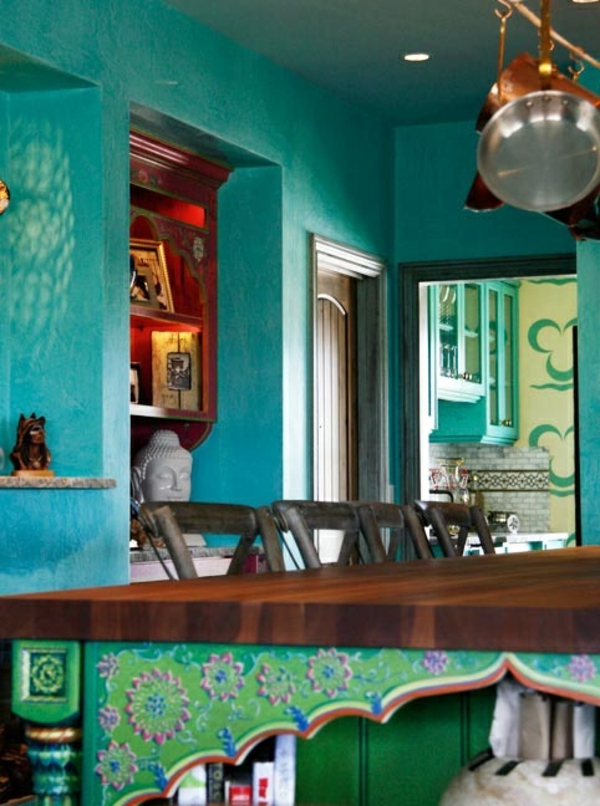 Muurverf in turquoise muur design klassiek oosters