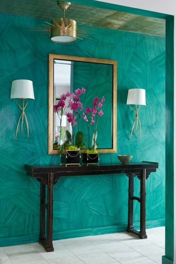 Wall paint in turquoise wall design dressing table