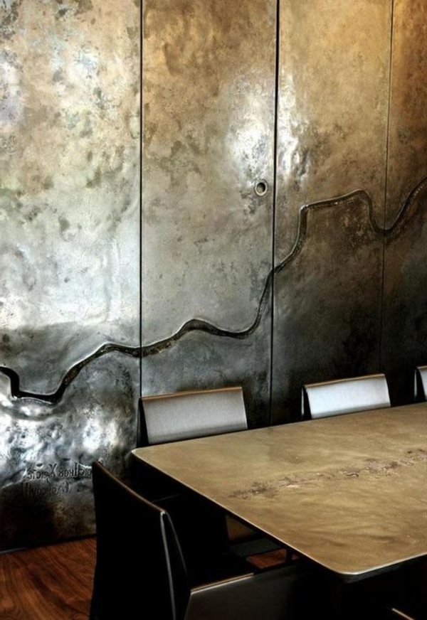 Vopsea de perete cu efect metalic de perete de design masa de masă din lemn