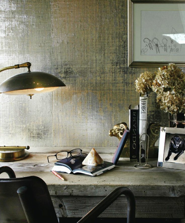Culoare perete de masă lampă de metal efect de perete color birou de design