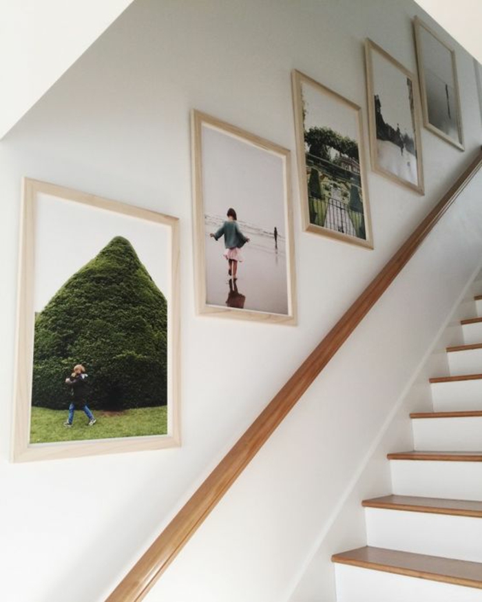 Wall decoration Photo wall making DIY projects in the stairwell