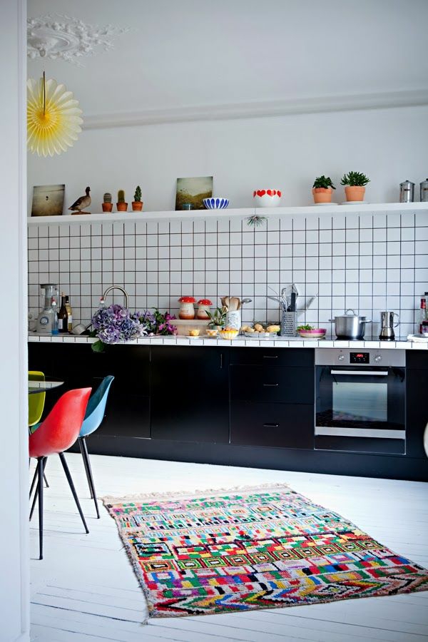 Vaskbare køkken tæpper runner farverige