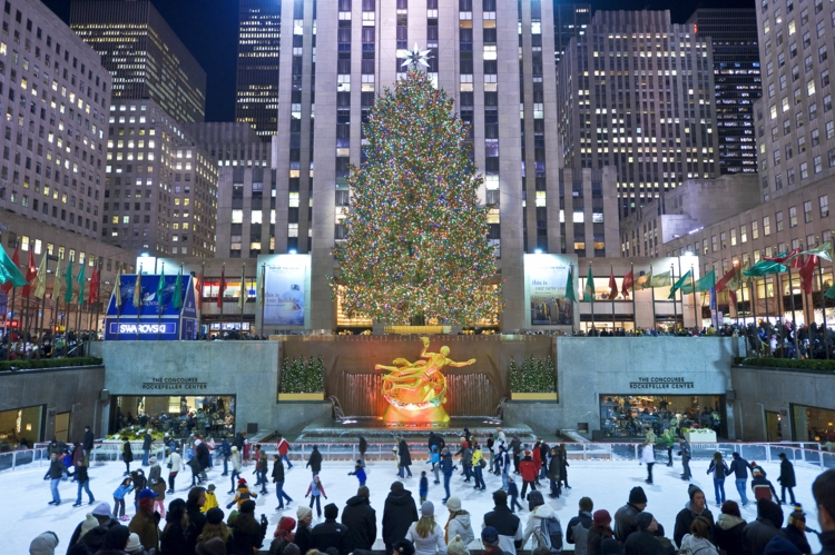 纽约圣诞节景点洛克菲勒中心圣诞树
