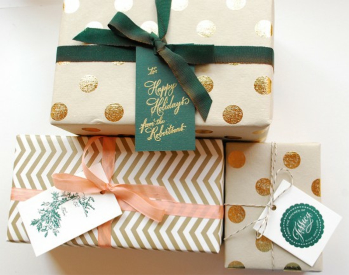 Коледни подаръци пакет подарък опаковка подаръци красиви опаковки зелено злато