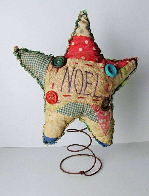 Étoiles de Noël patchwork modèles d'artisanat enfants tissu boutons noel