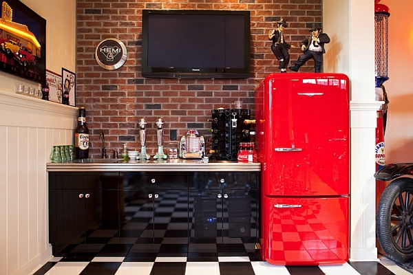 επιπλώσεις ιδέες όμορφο μοντέρνο ρετρό κόκκινο ψυγείο