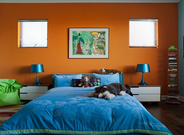 Asuminen ideoita väriyhdistelmä seinämaali olohuone sininen vuodevaatteet