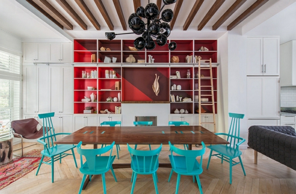 Living-ideoita väriyhdistelmille seinämaali olohuone ruokapöytä tuolit