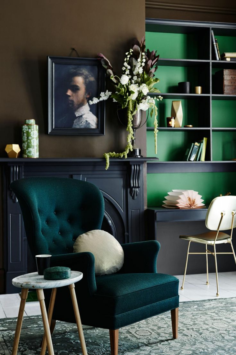 Living Ideas and Trends 2016 Furnishing Ideas Woonkamer Fauteuil Muurverf Groen
