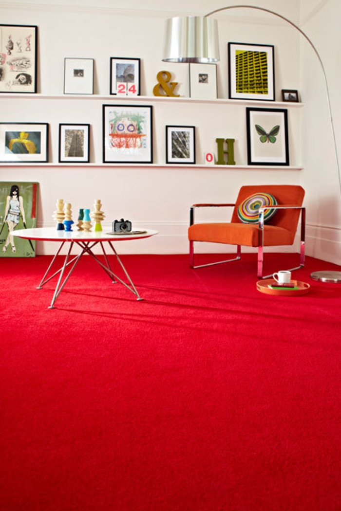 客厅设计理念现代客厅地毯红色