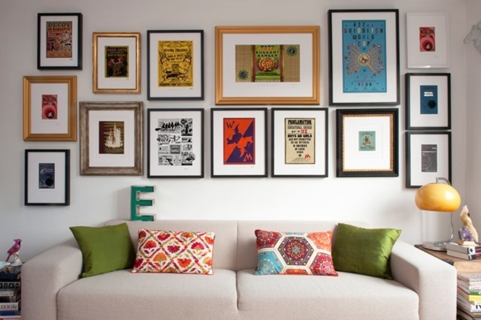 Sala de estar Ideas de diseño Diseño de pared con cuadros Ejemplos de mobiliario