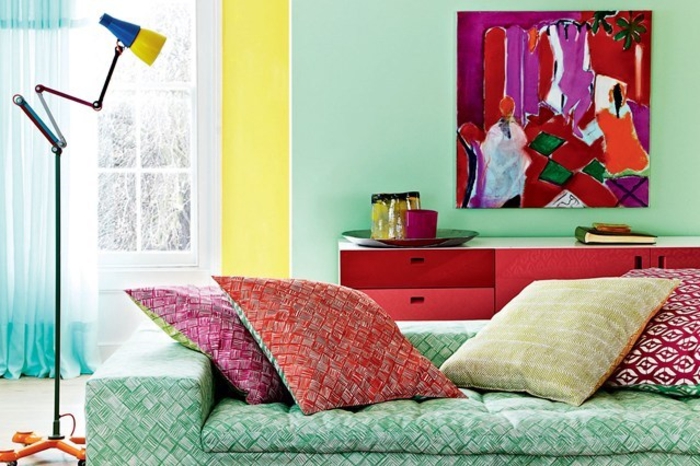 Diseño de sala de estar con sala de estar moderna de color
